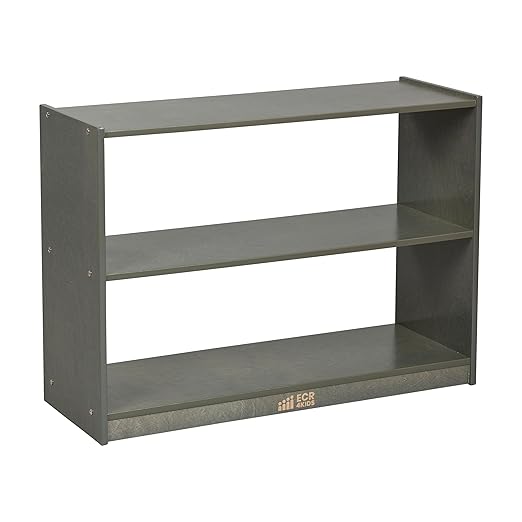 ECR4Kids 2-Shelf Mobile Island Storage Cabinet, Classroom Furniture, Grey Wash