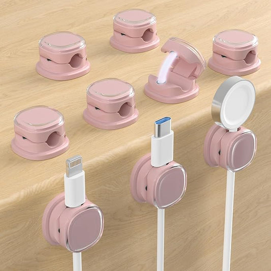 Magnetic Cable Clips, Adjustable Cord Holder Management, Adhesive Wire Keeper Organizer for Home Office Desk Phone PC Car Wall Desktop Nightstand Appliance (9-PCS Purple)