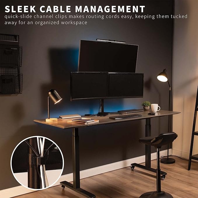 VIVO Triple LCD LED Computer Monitor Desk Stand, Free Standing Heavy Duty Fully Adjustable Mount for 3 Screens up to 30 inches STAND-V003E