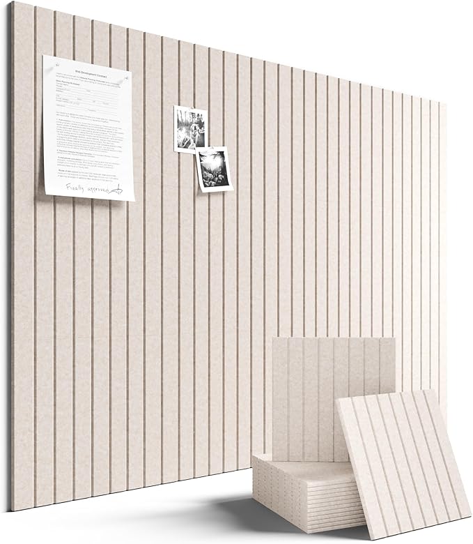 Fluxynara Large Felt Bulletin Board 48" x 36" Cork Board Alternative-12 Pack with 70 Safe Removable Adhesive Tabs, Cork Boards for Walls Cork Board for Home Office Classroom Pin Board (Oatmeal)