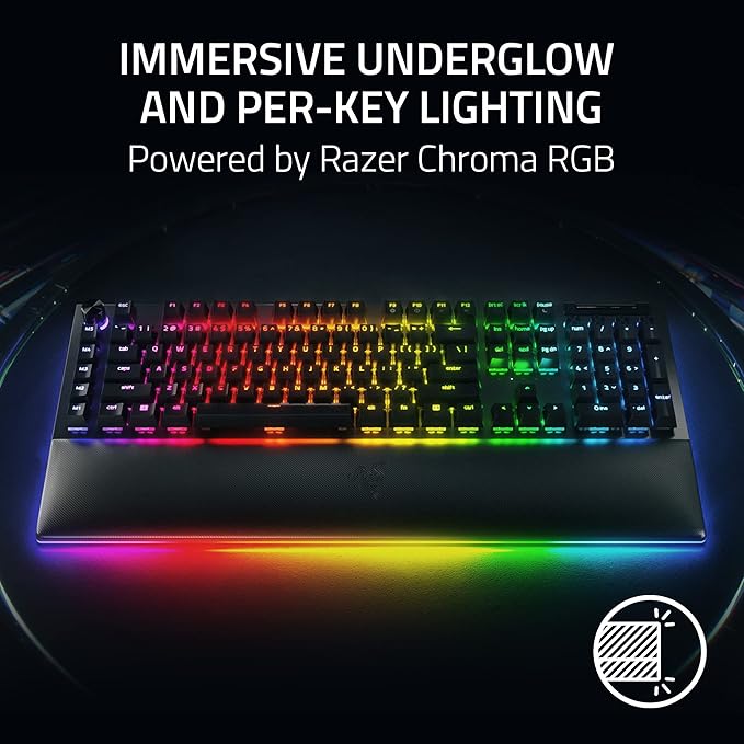Razer BlackWidow V4 Pro Wired Mechanical Gaming Keyboard: Green Switches Tactile & Clicky - Doubleshot ABS Keycaps - Command Dial - Chroma RGB - Magnetic Wrist Rest - Snap Tap (Renewed)
