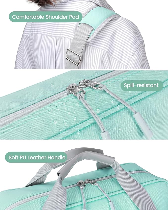 3 Inch 3 Ring Zipper Binder with Shoulder Strap & Handle & Multi-Pocket - 3" Binder with Zipper for School, Compatible with 13-Inch MacBook/Tablet -Patent Design Light Blue