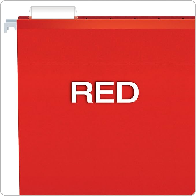 Pendaflex Reinforced Hanging File Folders, Letter Size, Red, 1/5 Cut, 25/BX (4152 1/5 RED)