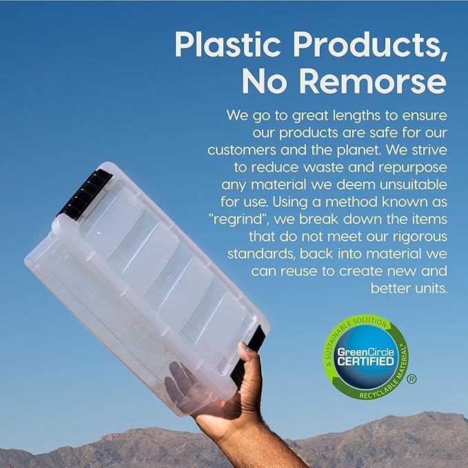 IRIS USA 6 Qt Stackable Plastic Storage Bins with Lids, 10 Pack - BPA-Free, Made in USA - See-Through Organizing Solution, Latches, Durable Nestable Containers, Secure Pull Handle - Clear