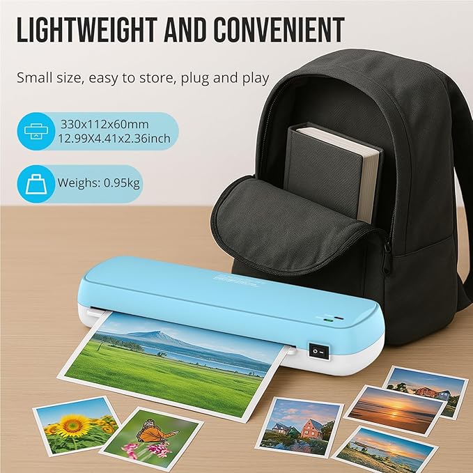 Laminator Machine with 10 Sheets - Fast Warm-Up for A4/A5/A6 Documents & Photos - Office, School, Home Use - Teacher Supplies & Organization Essentials (Color Preservation Technology)