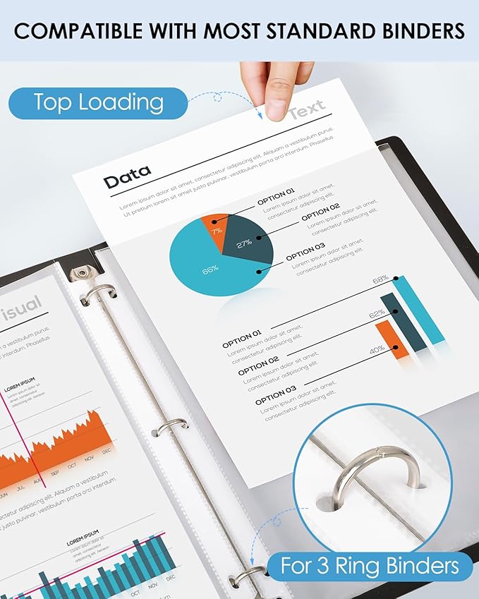 KTRIO Sheet Protectors 8.5 x 11 Inch, Clear Top Loading Page Protectors for 3 Ring Binder, Polypropylene Plastic Sleeves, Letter Size Document Protectors, Office & Home, 450 Pack