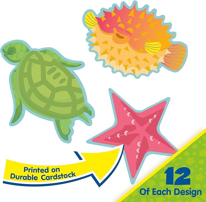 Eureka Seas The Day Fish Paper Cut-Out Classroom Decorations for Teachers, 36 Pieces