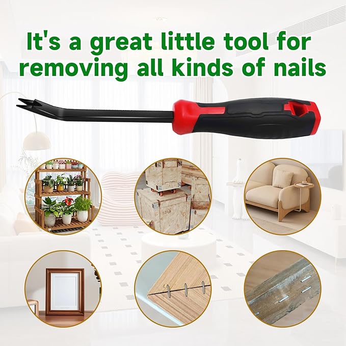 Staple Remover, Heavy Duty Staple Remover Tool,Upholstery Stapler Remover for Carpet,Wood,Floor, Furniture, Construction, Industrial Staple Lifter Removes Flooring, Carton Box Staples(Red/Black)