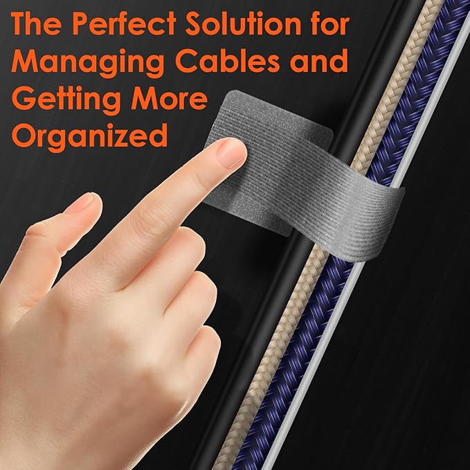 Cable Management Under Desk Cord Organizer, Cable Organizers for Cords, Hook and Loop Cable Ties, Adhesive Wire Straps, Reusable Cord Holder for Electronics & PC, Home & Office Essentials (40)