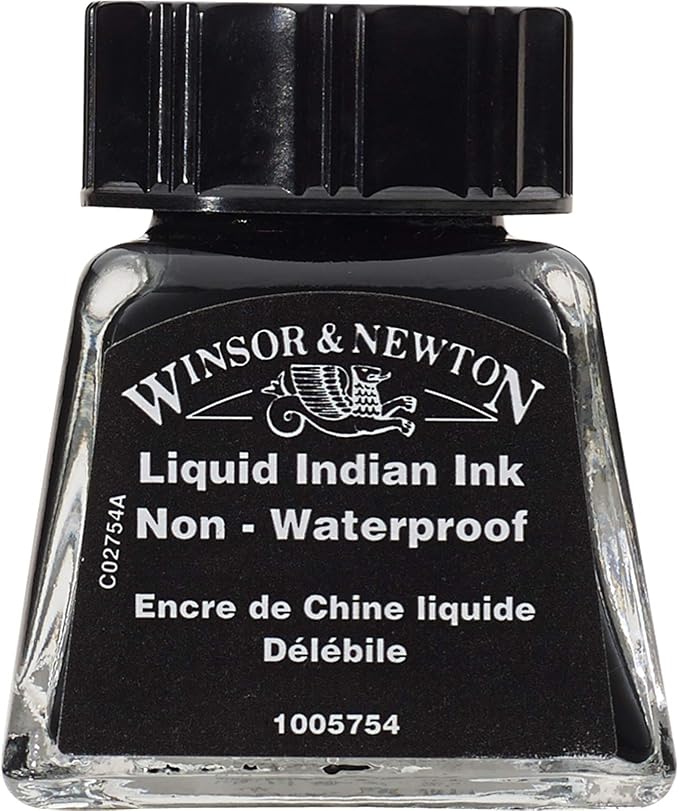 Winsor & Newton Drawing Ink, 14ml Bottle, Liquid Indian Ink