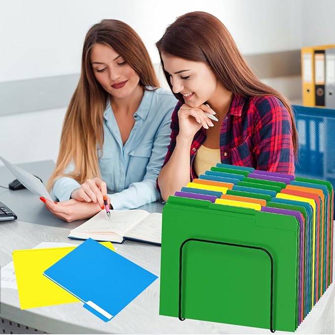 File Folder, HERKKA 30 Pack 1/3 Cut Tab File Folders, Colored File Folders Designed for Office and Classroom Use, Letter Size, Assorted 6 Colors