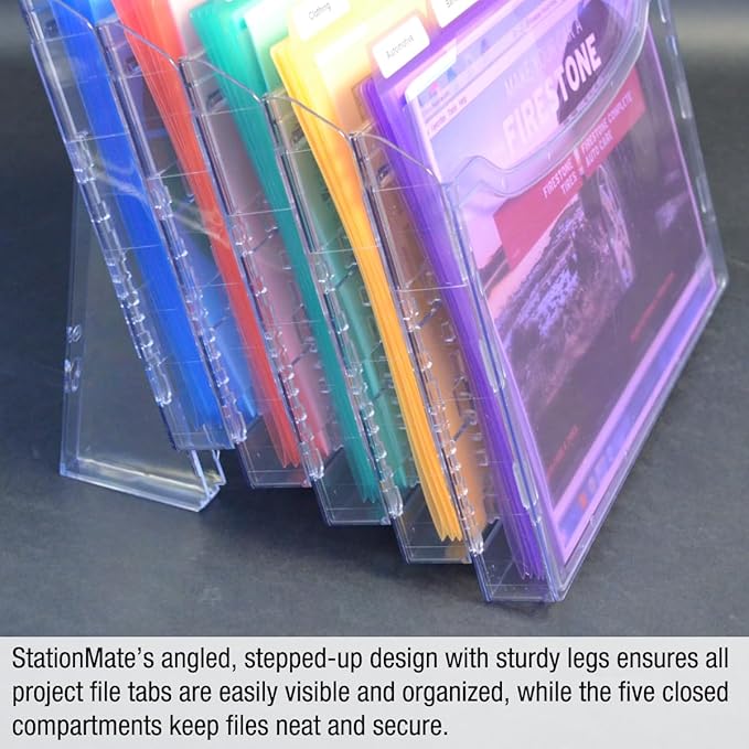 Ultimate Office StationMate Desktop Organizer (Includes 18, 3rd-Cut PocketFiles). Complete Project Manager and File Sorter for The Office or Home with an Incline Design Puts All Files in Clear View