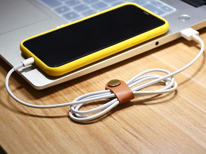 CAILLU Cord Organizer,Cord Keeper,Cable Organizer USB Holder,Cable Straps,Earbud case,wrap Headphone,Headset Winder,Earphone Clips Ties,stocking stuffers for men Gifts Leather