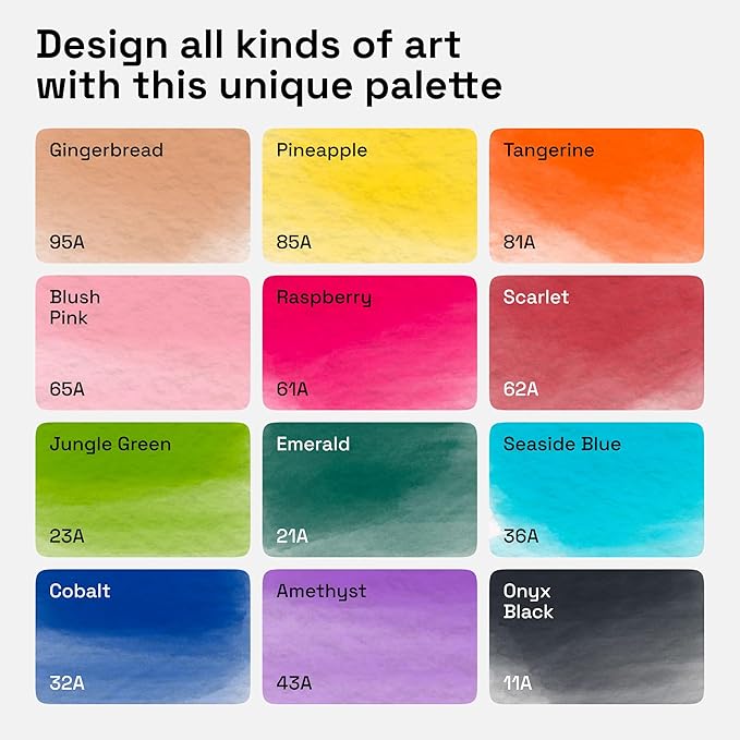 ARTISTRO 12 Watercolor Markers with Flexible Paint Brush Pens for Pros & Beginners - Consistent, Smooth, Bright, Washable, Non-Toxic, Ideal for Coloring, Calligraphy, & Manga