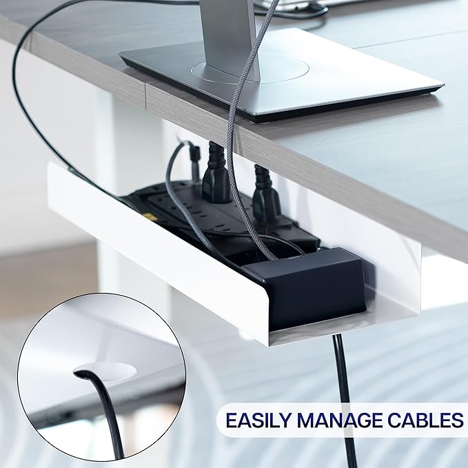 VIVO Under Desk 17 inch Extra Deep Cable Management Tray, Power Strip Holder, Cord Organizer, Wire Tamer for Office and Home, White, DESK-AC16-1CW