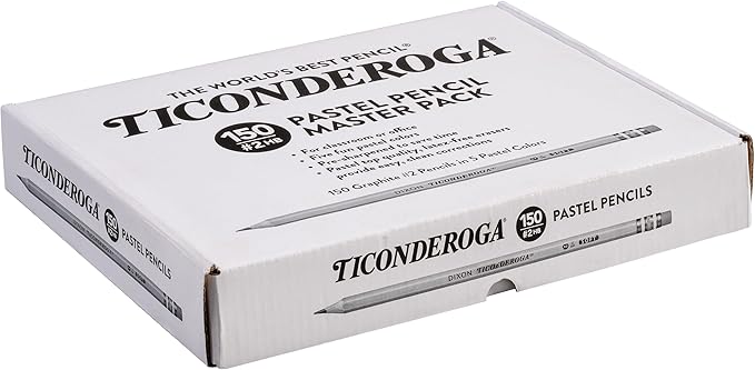 Ticonderoga Wood-Cased Pencils, Pre-Sharpened, 2 HB Soft, Pastel Colors, 150 Count