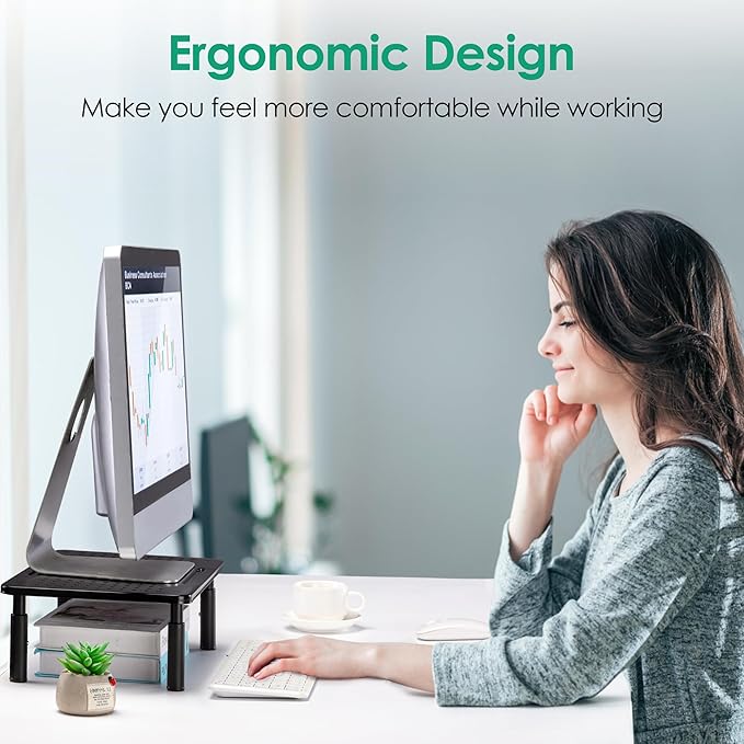 Monitor Stand Risers for 2 Monitors, 3 Height Adjustable Monitor Stand with Pen Holder, Dual Monitor Riser Laptop Riser for Office, Home, School Supplies, 2 Pack, Black