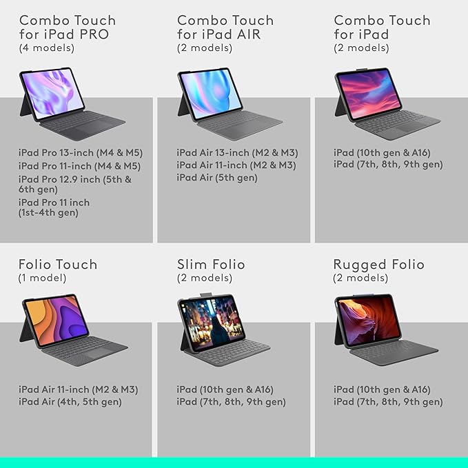 Logitech Combo Touch iPad Air 11-inch (M2 & M3), iPad Air (5th gen) Keyboard Case - Midnight Black and Logitech Crayon Digital Pencil (2018 and later)
