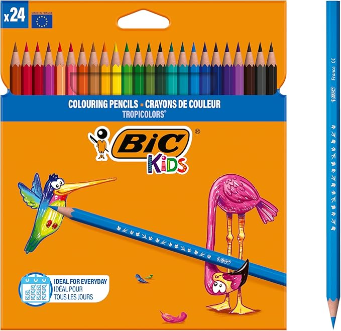 BIC Kids Tropicolors Colouring Pencils - Assorted Colours, Wallet of 24