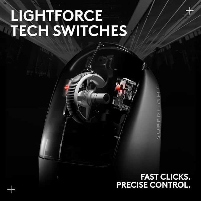 Logitech G PRO X Superlight 2 Wireless Gaming Mouse, 60g Pro-Grade with 5 Programmable Buttons, 44k DPI Sensor, 8kHz Report Rate, USB-C Charging for PC/Mac - Black