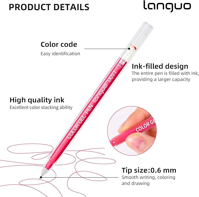 Gel Pens for Adult Coloring Books, 45 Colors Set Gel Colored Pens Marker, Perfect Gel Pens for Adult Drawing Doodling Journaling, Art Supplies and DIY Crafts