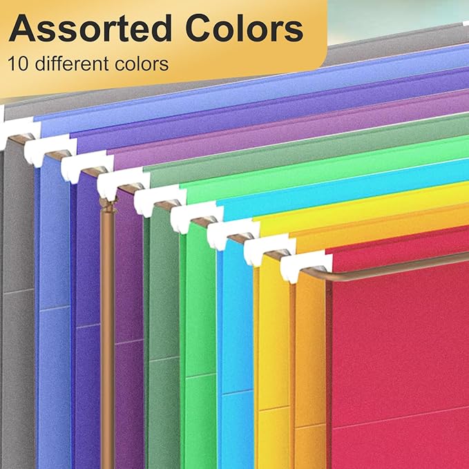 Hanging File Folders, 60 Pack Letter Size Hanging File folders with Tabs, Stay Organized for Your Home and Office Bulk File, Documents and Paper, 10 Colors