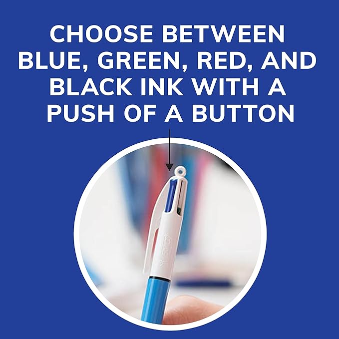 BIC 4-Color Original Retractable Ballpoint Pen with 1.0 mm Medium Point, 3-Count in Assorted Ink