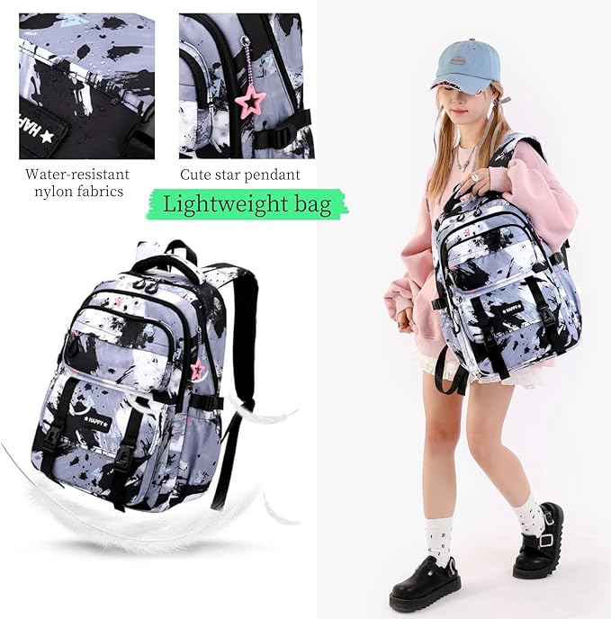 Kids Backpack for Girls School Bag with Lunch Box Elementary Middle High School Backpacks Students Boys Bookbag School Bags Set for Teens Girls (Blue)