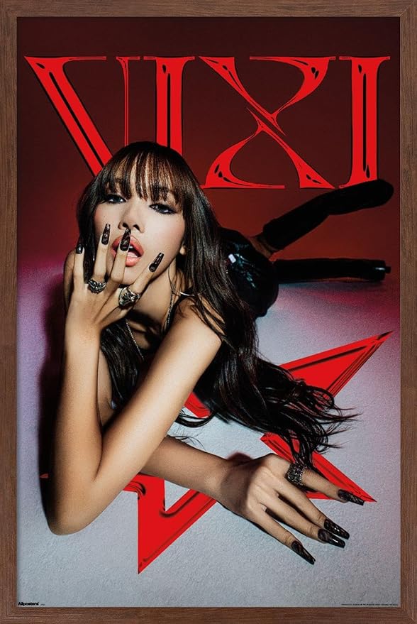 LISA - VIXI Red Star Wall Poster, 34L" x 22.4W", Mahogany Framed Version