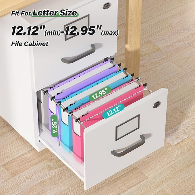 Ansook Extra Capacity Plastic Hanging File Folders Letter Size,Heavy Duty 2" Expanding Accordian Pocket with Black Insert Gasket, Filing Cabinet Folders,6 Pack Colored File Hanging Folders Organizer
