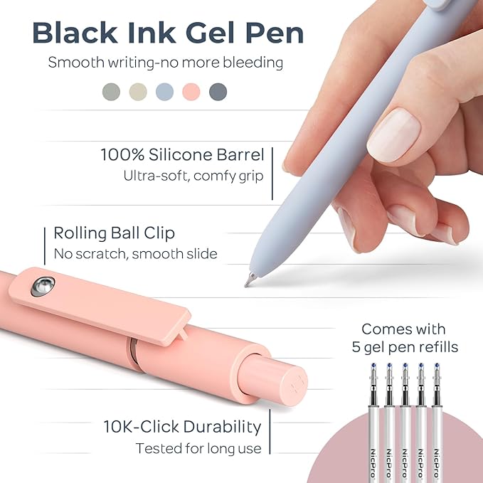 Nicpro 39 PCS Aesthetic School Supplies with Cute Pink Pencil Case, 12 Pastel Highlighters, 5 Quick Dry Black Ink Pens, 6 Mechanical Pencil 0.5 & 0.7 mm for Girls Student Stationary College Essentials