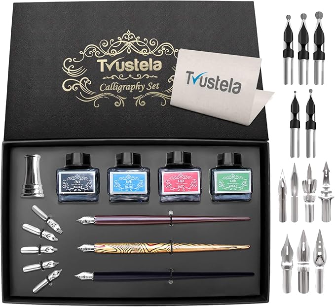 Calligraphy Set For Beginners, 3 Calligraphy Pens, 4 Ink Bottle 15ml, 20 Calligraphy Nibs, 1 Calligraphy Pen Holder, Dip Pen Set, Gift For Men, Women And Kids, Calligraphy Kit For Beginners