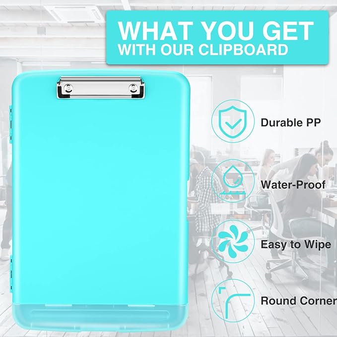 Sooez Clipboards with Storage, High Capacity Clip Boards 8.5x11 with Storage, Heavy Duty Nursing Clipboard Folder, Plastic Clipboard with Pen Holder for Women Teachers Work, School & Office Supplies