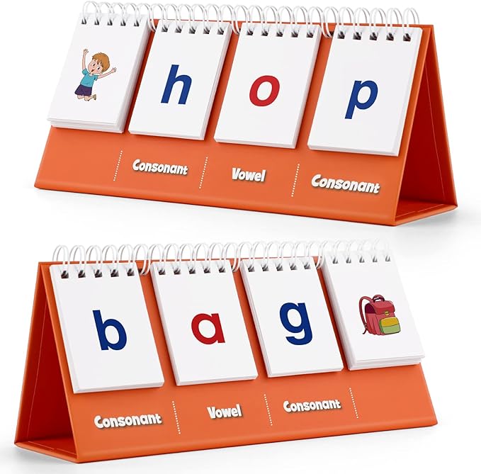 Aizweb CVC Word Builder,Phonics Games Flash Cards for Preschool Kindergarten Classroom,Montessori Special Education Reading Manipulative Spelling Toy for Learning Activity Teacher School Supplies