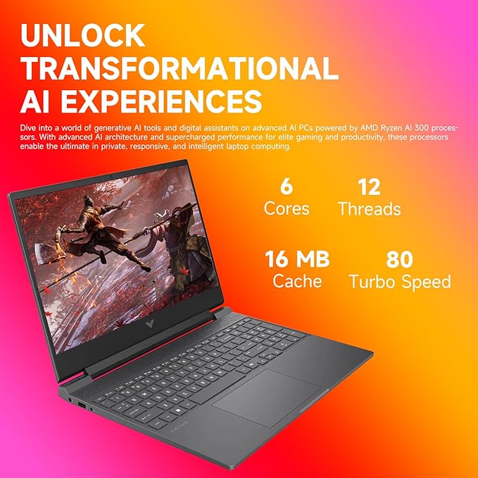 HP Victus RTX 4050 AI Gaming Laptop with Copilot, 15.6 FHD 144Hz, AMD Ryzen 7 7445HS(Beats Intel i7-13700), NVIDIA RTX 4050, 64GB DDR5 RAM, 2TB SSD, Backlit KB, Bundle with PCO Laptop Cooler