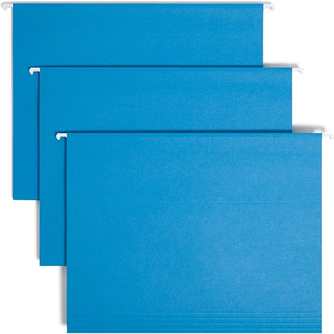 Smead Standard Hanging File Folders, 25 Count, Sky Blue, 1/5-Cut Adjustable Tabs, Letter Size (64068)
