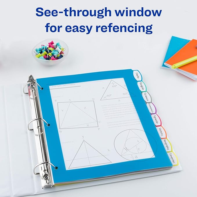 Avery Ultralast Big Tab Plastic Dividers for 3 Ring Binders, 8-Tab Set, Multicolor with White Labels, 1 Set (24901)