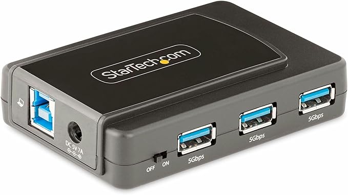 7-Port USB Hub with On/Off Switch, USB 3.0 5Gbps, USB-A to 7x USB-A, Self Powered USB-A Expansion Hub w/ 35W Power Supply