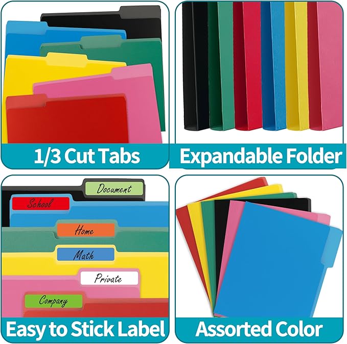 150 Packs File Folder,Blue Folders 1/3-Cut Tabs,Letter Size File Folder,8.5x11 Inch File Folders for Office,School and Home,Organizer Documents