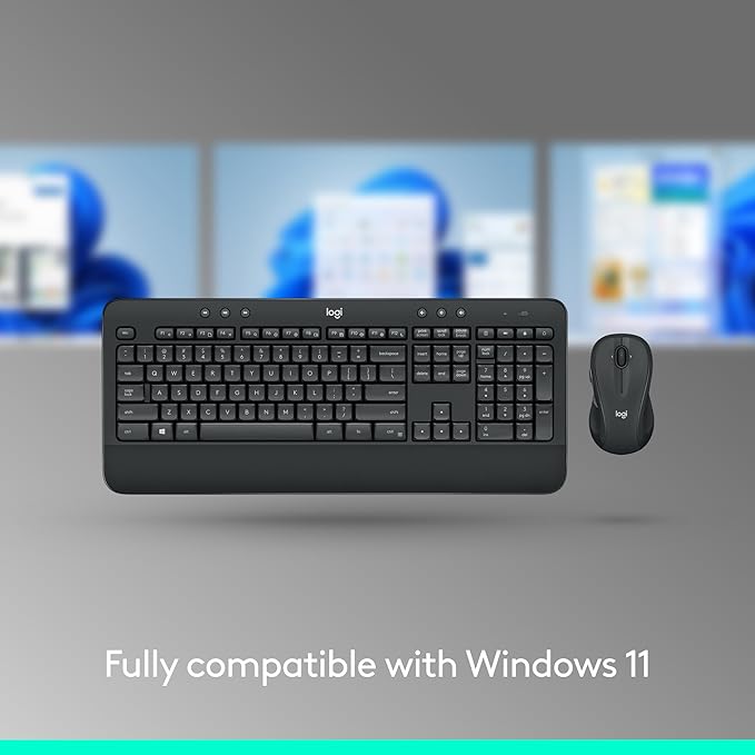 Logitech MK540 Advanced Wireless Keyboard and Mouse Combo for Windows, 2.4 GHz Unifying USB-Receiver, Multimedia Hotkeys, 3-Year Battery Life, for PC, Laptop