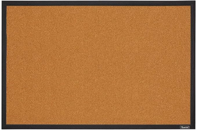 Quartet Cork Bulletin Board, Framed Corkboard, 2' x 3', Black Frame, Message Board, Vision Board (MWDB2436-BK)