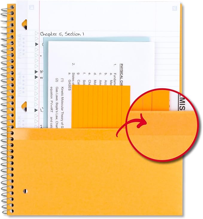 Five Star Spiral Notebook + Study App, 1 Subject, College Ruled Paper, 8-1/2" x 11", 100 Sheets, Fights Ink Bleed, Water Resistant Cover, White (72456)
