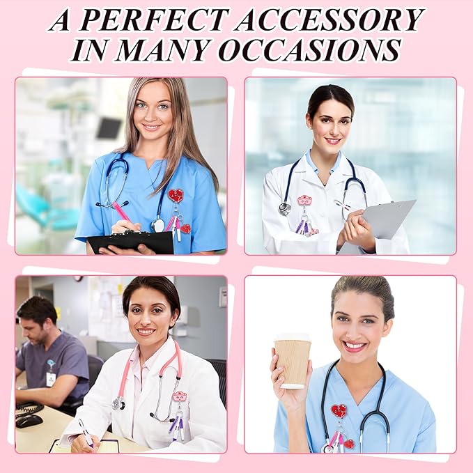 Henoyso 12 Pcs Nurse Badge Reel Pens Mini Highlighter Pens Bulk Nursing Week Appreciation Gifts Badge Accessories Retractable for Cna Medical Assistant Christmas Women (Classic)