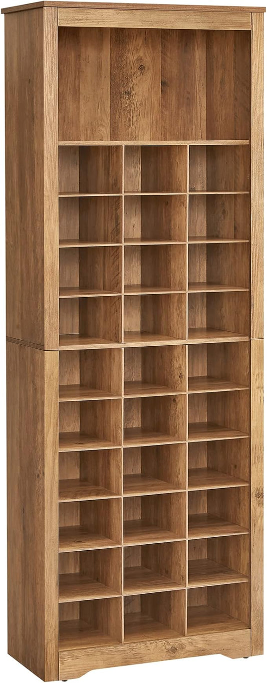 VASAGLE Shoe Storage Cabinet, 10 Tier Shoe Rack Organizer, Holds Up to 30 Pairs of Shoes, for Entryway Bedroom, 12.6 x 24.8 x 73.6 Inches, Rustic Walnut ULBS273T41
