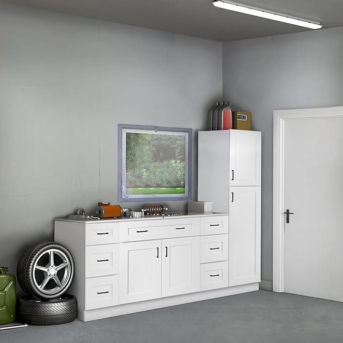 Design House Brookings Shaker Fully Assembled Wall Kitchen Cabinet W2430, 24 W x 12 D x 30 H, Painted White, Solid Wood, Design House, 613521