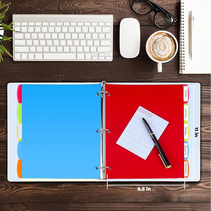 HABGP 3 Ring Binder Dividers with Tabs, 15PCS/3 Set Plastic Dividers for 3 Ring Binder, 5 Tab 3 Hole Punch Dividers Color Pages,Tabbed Index Dividers