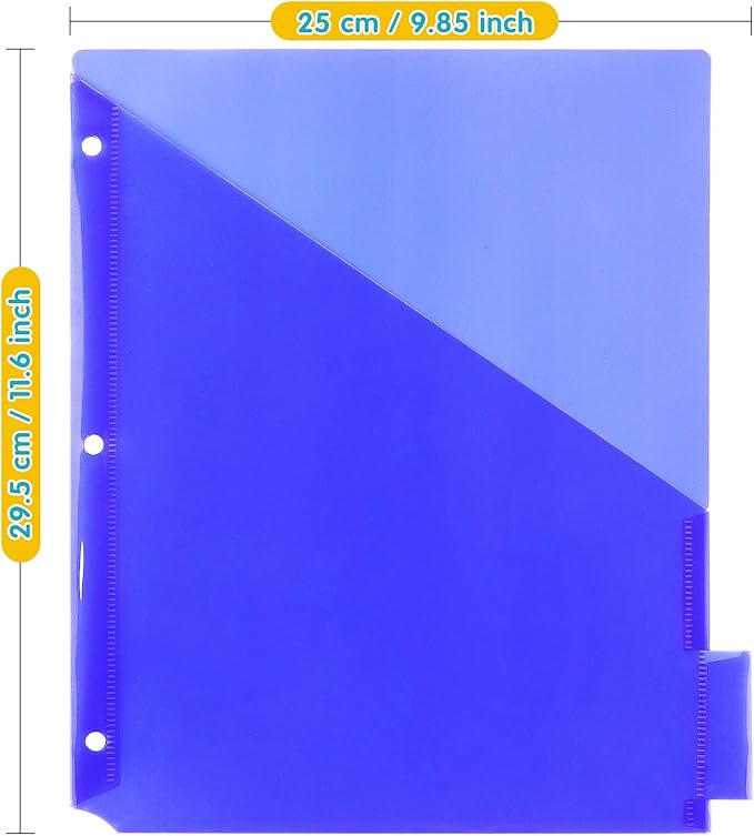 Plastic Binder Dividers with One Front Pocket and Tab Binder Divider for 3 Ring Binder, Multicolor, 10 Pack