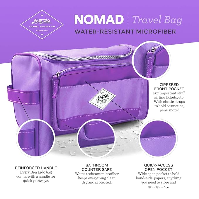 Convenience Kits International Women’s Super Premium 31 PC Travel Kit Featuring: Ensemble of Travel-Size Hair Care Products Plus Face, Body, Oral Care, Travel Essentials in Large Purple Toiletry Bag