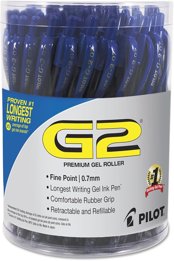Pilot G2 Premium Gel Pen Convenience Pack, Retractable, Fine 0.7 mm, Blue Ink, Blue Barrel, 36/Pack