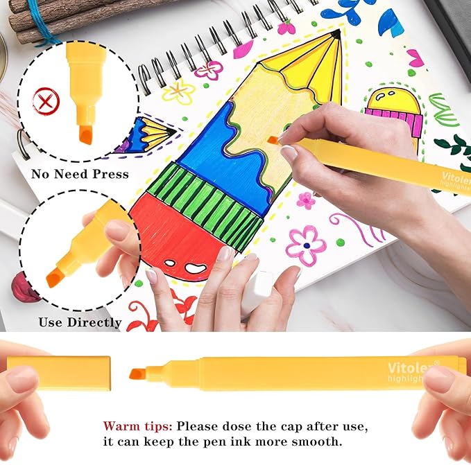 Aesthetic Highlighters, 8 Pack Marker Pens, Assorted Color Highlighters,Cute Pastel Highlighte, No Bleed Highlighte for Bible Journaling Planner Notes School Supplies